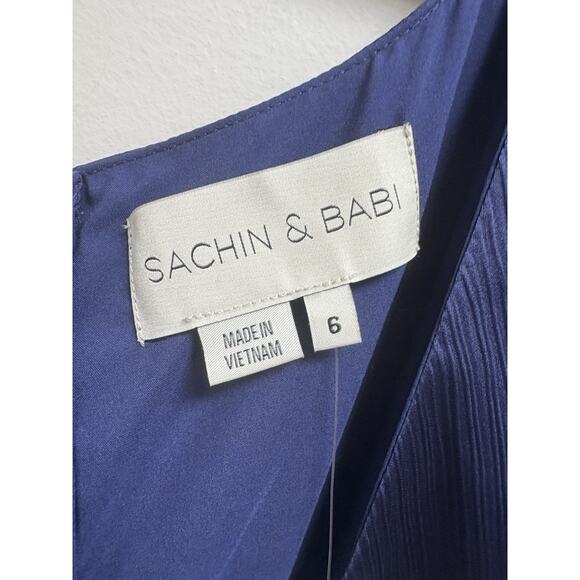 Sachin & Babi Alli Gown Deep Cobalt Blue Puff Sleeve Maxi Dress Size 6 READ - Picture 3 of 7